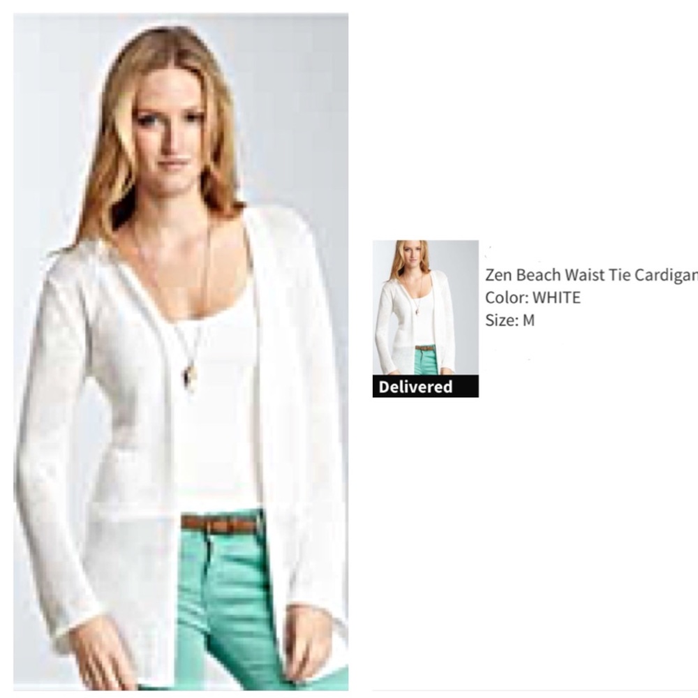 🔥$5 SALE 100% Linen Ivory Open Front Cardigan 360 Sweater Zen Beach Coastal Boho